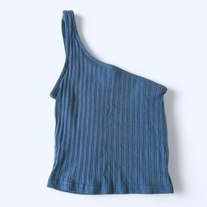 Better Be Ribbed One-Shoulder Top in Blue